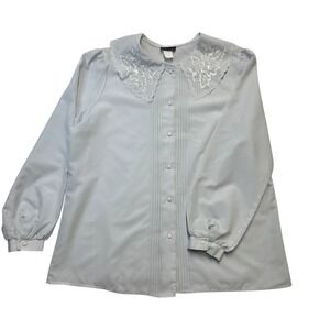 Vintage Rio Too Blouse Top Women's Long Sleeve Button Up Embroidered‎ Collar